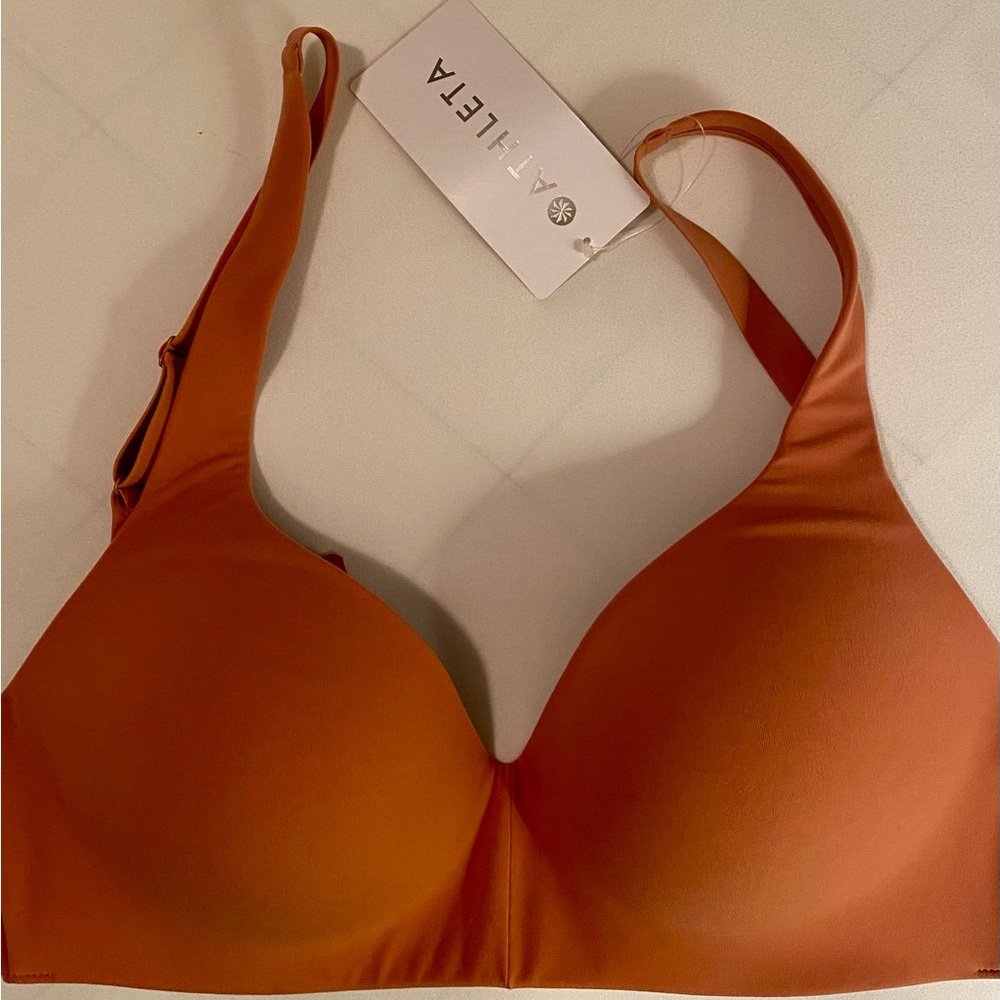 Athleta Orange Seamless Bra with Adjustable Straps